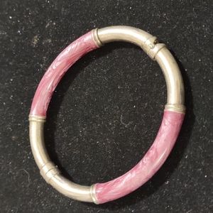 COPY - STERLING AND PURPLE JADE BANGEL BRACELET W/SAFETY CLASP